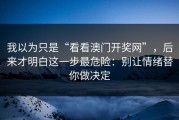 我以为只是“看看澳门开奖网”，后来才明白这一步最危险：别让情绪替你做决定